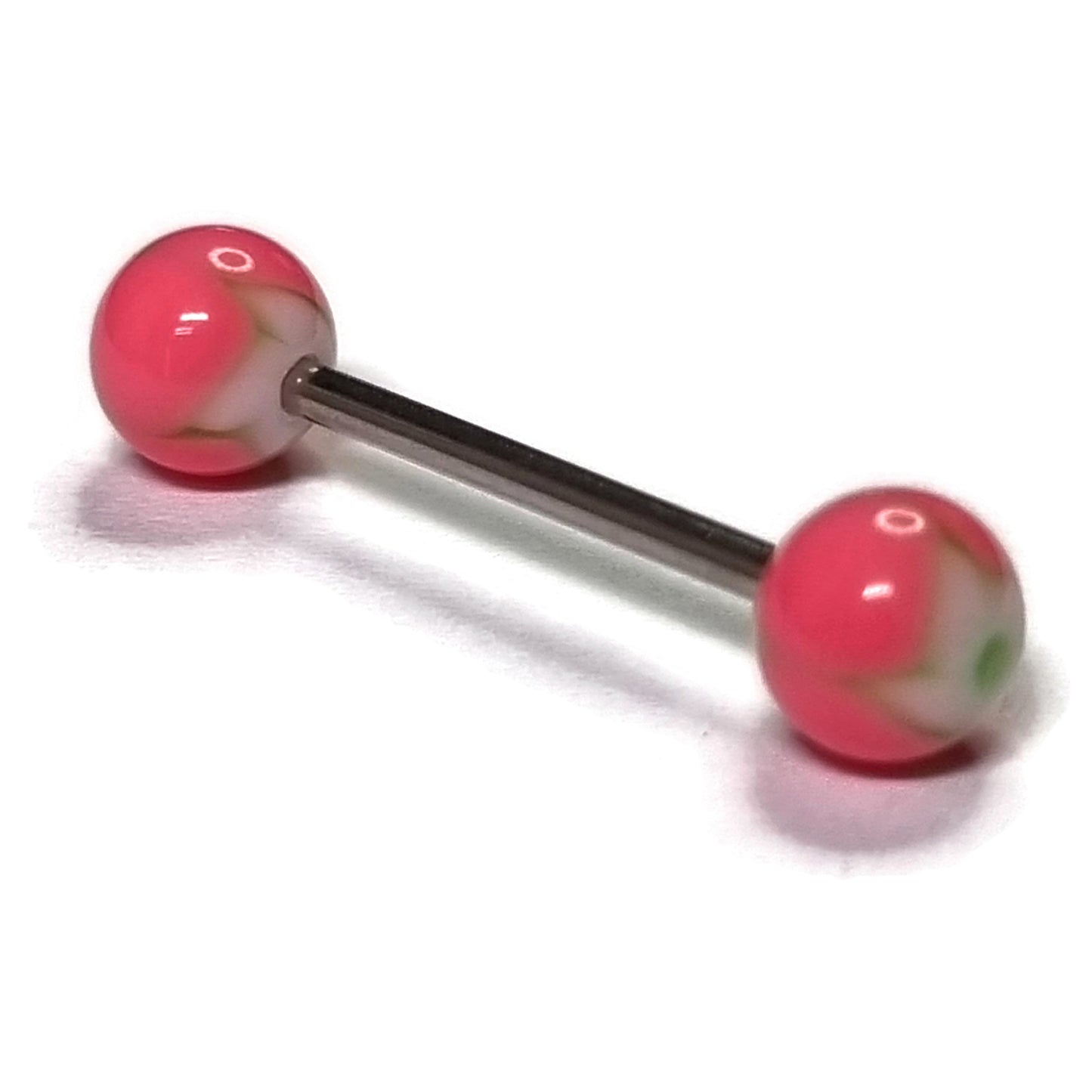 Tongpiercing Flower Roze 1.6mm 16mm 8720157056935 alles Aramat Jewels Barbell Chirurgisch staal dames Geen hanger heren piercing Piercings PVD roze Staal Tong tong46 tongpiercings uniseks Volwassenen