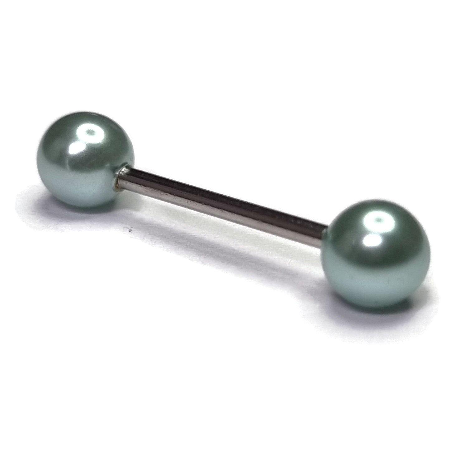 Parel Tongpiercing Chirurgisch Staal 16mm Licht Blauw 1.6mm 16mm 6mm acryl alles Aramat Jewels Barbell blauw chirurgisch staal creme dames geel Meerdere kleuren parel PVD rood roze Staal Tong tong196 Tongpiercings Volwassenen wit zilverkleurig Zwart