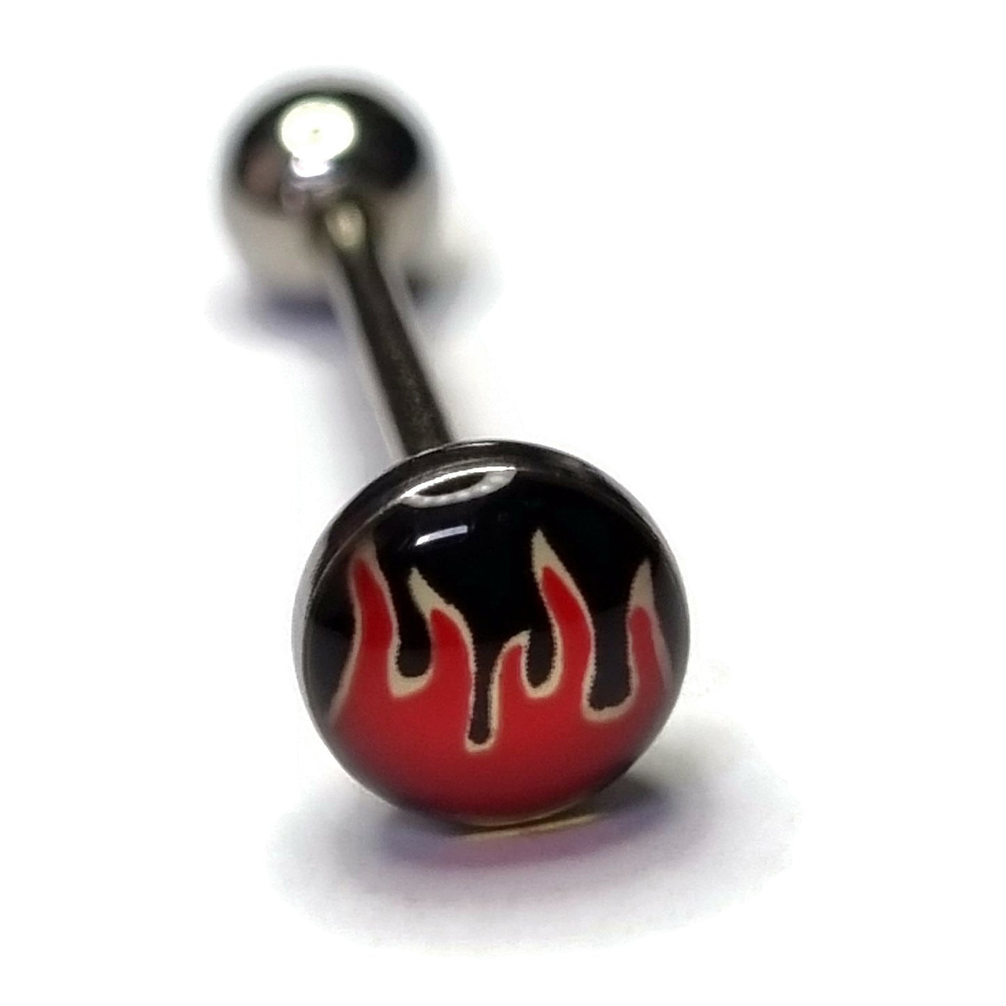 Tongpiercing Vlam 1.6mm 16mm 8720157058632 alles Aramat Jewels Barbell Chirurgisch staal dames Geen hanger heren piercing Piercings PVD Staal Tong tong68 tongpiercings uniseks Volwassenen