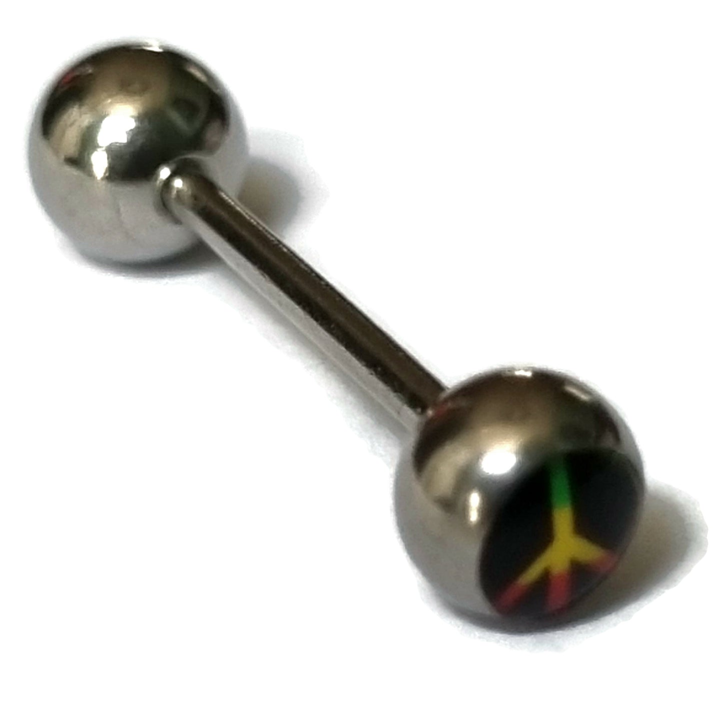Stalen Tongpiercing Vredesteken 1.6mm 16mm acryl alles Aramat Jewels Barbell Chirurgisch staal geel Geen hanger piercing Piercings PVD rood Staal Tong tong96 tongpiercings Volwassenen zilverkleurig
