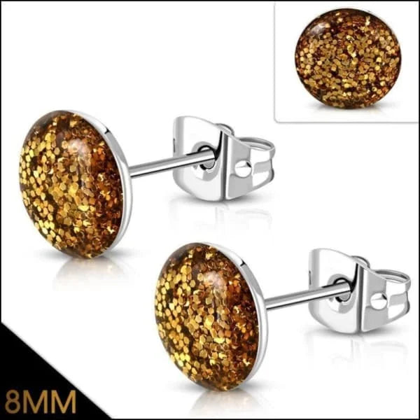 Oorbellen | Glitter Oorstekers Acryl Staal 8mm