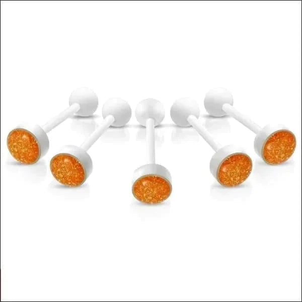 Bioplast Tongpiercing Wit Glitter - Oranje 1.6mm 16mm 8mm alles Aramat Jewels Barbell bioplast blauw dames Donker Rood Geen hanger Geen_steen glitter groen heren Meerdere kleuren oranje paars piercing Piercings rood Tong Tongpiercings uniseks Volwassenen wit
