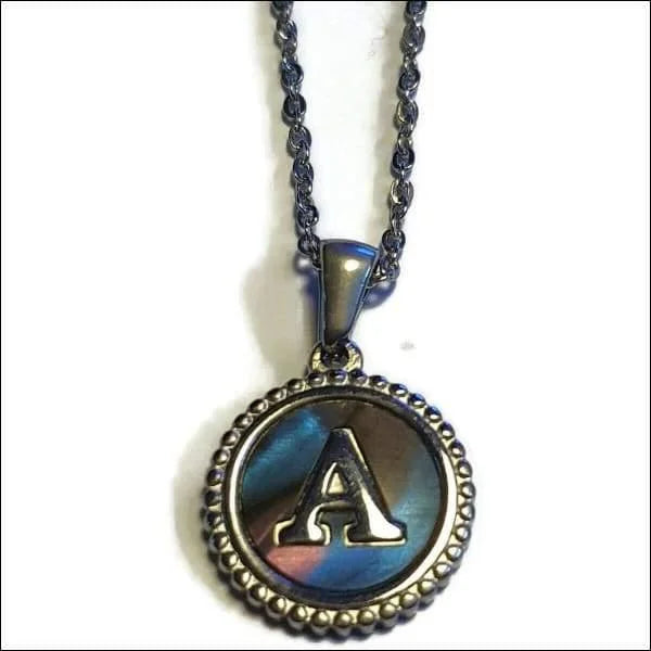 Halskettingen Stalen Letter Ketting Initiaal Abalone Zilverkleur 45cm Aramat Jewels