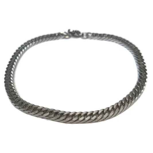 Afgevlakte Gourmet Armband Staal 20cm 4mm 20cm 4mm alles Aramat Jewels armbanden chirurgisch staal dames Geen edelsteen Geen_steen gourmet heren PVD Schakelarmband Staal Volwassenen zilverkleurig Zonder_hanger Zonder_steen