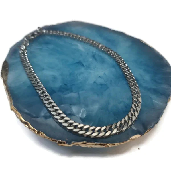 Afgevlakte Gourmet Armband Staal 21cm Zilverkleurig 21cm 4mm alles Aramat Jewels armbanden chirurgisch staal dames Geen edelsteen Geen_steen gourmet heren PVD Schakelarmband Staal Volwassenen zilverkleurig Zonder_hanger Zonder_steen