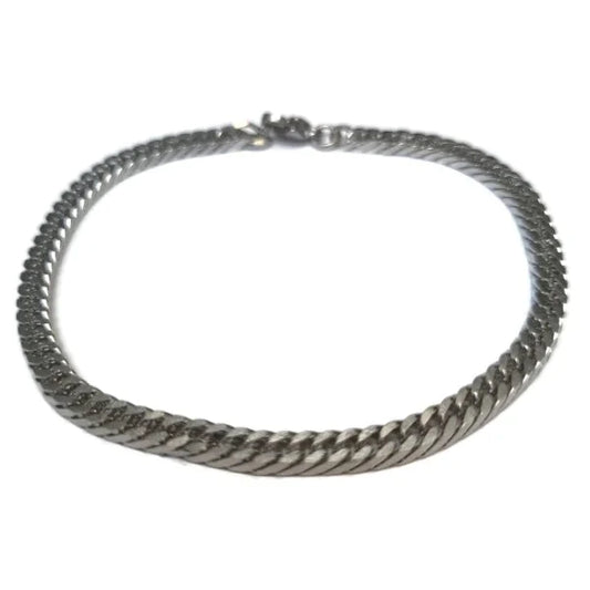 Afgevlakte Gourmet Armband Staal 21cm Zilverkleurig 21cm 4mm alles Aramat Jewels armbanden chirurgisch staal dames Geen edelsteen Geen_steen gourmet heren PVD Schakelarmband Staal Volwassenen zilverkleurig Zonder_hanger Zonder_steen