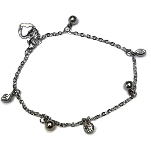 Bedel Armband-staal-zirkonia-zilverkleurig-19cm 19mm alles anker Aramat Jewels armbanden bedelarmband bol chirurgisch staal dames hart Met_steen PVD Schakelarmband Staal transparant Volwassenen zilverkleurig zirkonia Zonder_hanger
