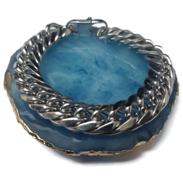 Brede Stalen Armband Gourmet Schakel 14mm 22cm 14mm 22cm alles Aramat Jewels armbanden chirurgisch staal dames Geen hanger Geen_Parel Geen_steen gourmet heren nakijken PVD Schakelarmband Staal tekst uniseks vaderdag Volwassenen zilverkleurig