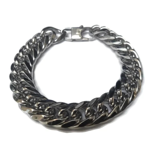 Brede Stalen Armband Gourmet Schakel 14mm 22cm 14mm 22cm alles Aramat Jewels armbanden chirurgisch staal dames Geen hanger Geen_Parel Geen_steen gourmet heren nakijken PVD Schakelarmband Staal tekst uniseks vaderdag Volwassenen zilverkleurig