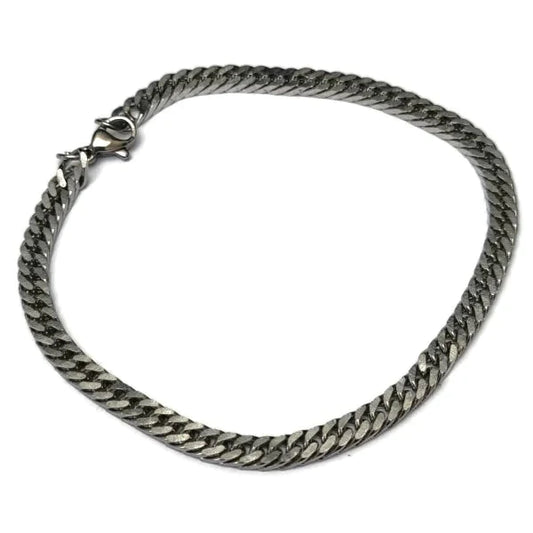 Dubbele Gourmet Armband-staal-zilver-kleur-5mm-20cm 20cm 5mm alles Aramat Jewels armbanden chirurgisch staal dames Geen hanger Geen_steen gourmet heren nakijken PVD Schakelarmband Staal tekst Volwassenen zilverkleurig Zonder_hanger Zonder_steen