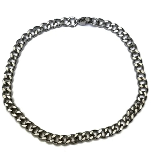 Gourmet Armband-staal-zilver-kleur-5mm-21cm 21cm 5mm alles Aramat Jewels armbanden chirurgisch staal dames Geen hanger Geen_steen gourmet heren nakijken PVD Schakelarmband Staal tekst Volwassenen zilverkleurig Zonder_hanger Zonder_steen