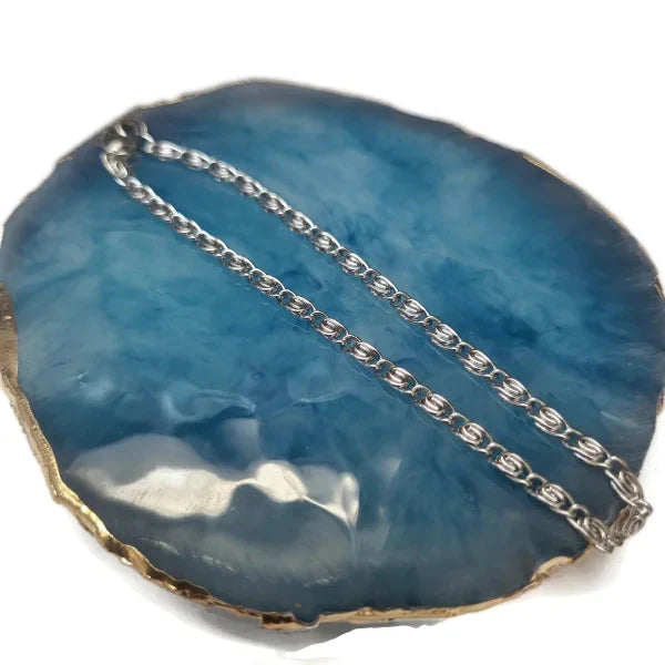 Griekse Schakel Armband Gedraaid -3mm-20cm 20cm 3mm alles Aramat Jewels armbanden chirurgisch staal dames fantasie Geen hanger Geen_steen griekse heren nakijken PVD Schakelarmband staafjes Staal tekst Volwassenen zilverkleurig Zonder_steen