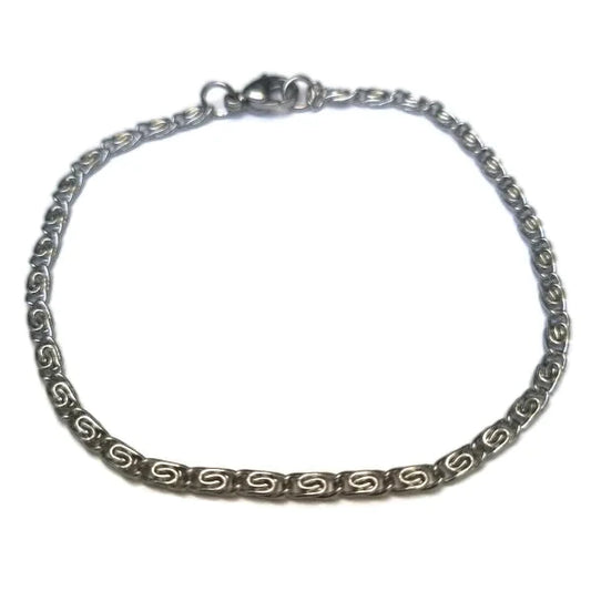 Griekse Schakel Armband Gedraaid -3mm-20cm 20cm 3mm alles Aramat Jewels armbanden chirurgisch staal dames fantasie Geen hanger Geen_steen griekse heren nakijken PVD Schakelarmband staafjes Staal tekst Volwassenen zilverkleurig Zonder_steen