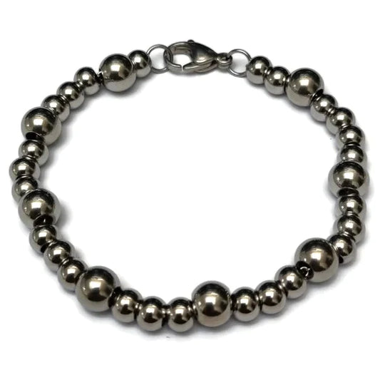 Kralen Armband-bolletjes-staal-zilver-kleur-8mm-19cm 19cm 8mm alles Aramat Jewels armbanden bol bolletjes chirurgisch staal dames Geen hanger Geen_steen heren kraal nakijken PVD Schakelarmband Staal tekst Volwassenen zilverkleurig Zonder_hanger Zonder_steen