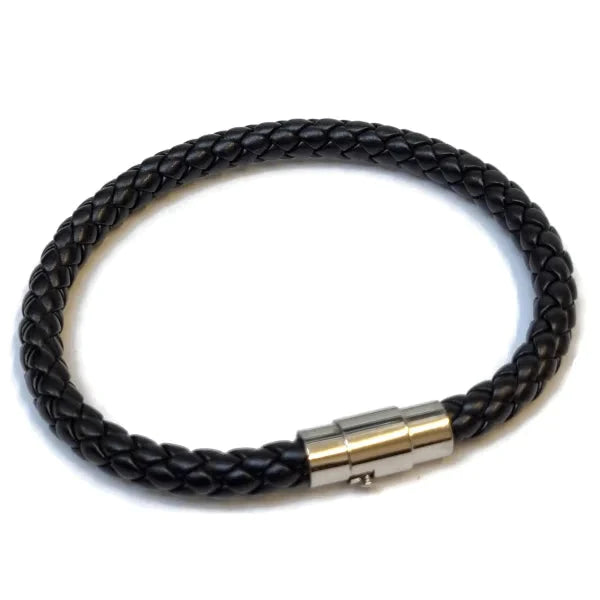 Leren Armband 6mm Met Magneetsluiting 20cm 20cm 6mm alles armbanden chirurgisch staal dames fantasie Geen hanger Geen_steen gevlochten heren leer Lerenarmband magneetsluiting nakijken PVD Staal tekst uniseks Volwassenen zilverkleurig Zonder_hanger Zonder_steen zwart