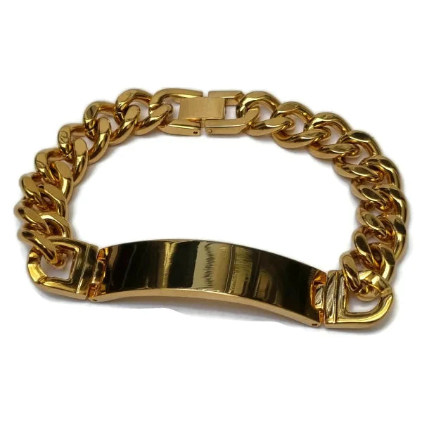 Plaatarmband Staal 21cm 11mm Goudkleurig 11mm 21cm alles Aramat Jewels armbanden chirurgisch staal Geen hanger Geen_Parel Geen_steen goudkleurig gourmet graveerbaar nakijken plaatarmband PVD Schakelarmband Staal tekst Volwassenen Zonder_hanger Zonder_steen