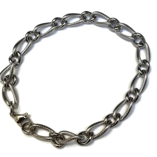 Rvs Armband Fantasie Schakel 7mm 21cm 7mm alles armbanden bewerkt chirurgisch staal dames fantasie Geen hanger Geen_Parel Geen_steen heren nakijken PVD Schakelarmband Staal tekst uniseks Volwassenen zilverkleurig Zonder_hanger Zonder_steen