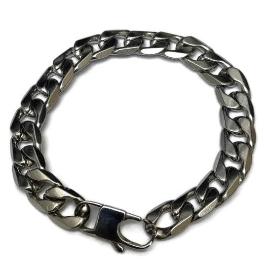 Rvs Gourmet Armband Curb Cuban 12mm 22cm 12mm 22cm alles armbanden chirurgisch staal dames Geen hanger Geen_Parel Geen_steen Gematteerd gourmet heren nakijken PVD Schakelarmband Staal tekst uniseks vaderdag Volwassenen zilverkleurig Zonder_hanger Zonder_steen