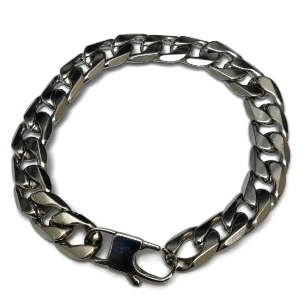 Rvs Gourmet Armband Curb Cuban 12mm 22cm 12mm 22cm alles armbanden chirurgisch staal dames Geen hanger Geen_Parel Geen_steen Gematteerd gourmet heren nakijken PVD Schakelarmband Staal tekst uniseks vaderdag Volwassenen zilverkleurig Zonder_hanger Zonder_steen