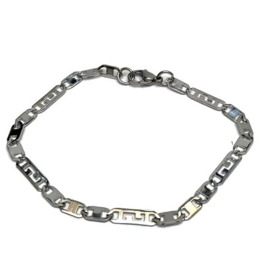Rvs Platte Armband Open Schakel 4.5mm 20cm 4.5mm alles Aramat Jewels armbanden chirurgisch staal dames fantasie Geen_Parel Geen_steen heren nakijken PVD Schakelarmband Staal tekst uniseks Volwassenen zilverkleurig Zonder_hanger Zonder_steen
