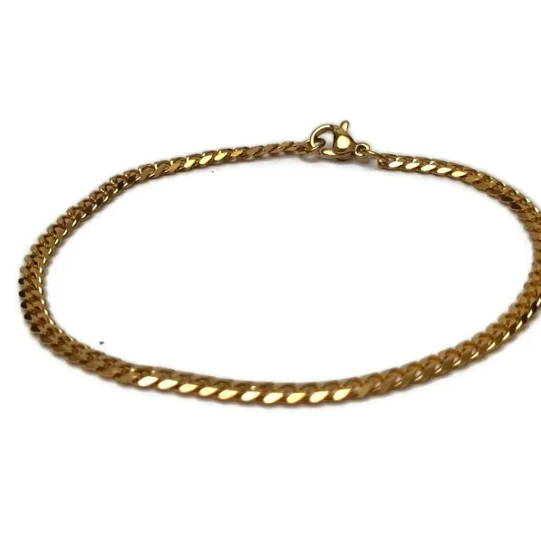 Schakel Armband-gourmet -staal-goudkleurig-3.5mm-20cm 20cm 3.5mm afgevlakt alles Aramat Jewels armbanden chirurgisch staal dames Geen hanger Geen_steen goudkleurig gourmet heren nakijken PVD Schakelarmband Staal tekst Volwassenen Zonder_steen