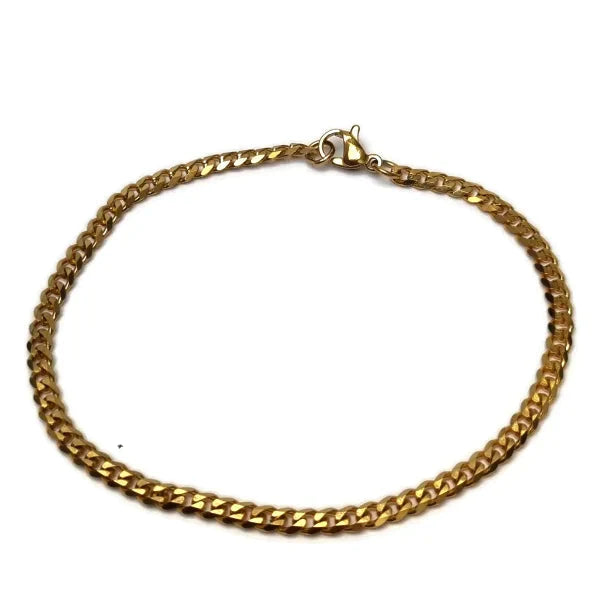 Schakel Armband-gourmet -staal-goudkleurig-3.5mm-20cm 20cm 3.5mm afgevlakt alles Aramat Jewels armbanden chirurgisch staal dames Geen hanger Geen_steen goudkleurig gourmet heren nakijken PVD Schakelarmband Staal tekst Volwassenen Zonder_steen
