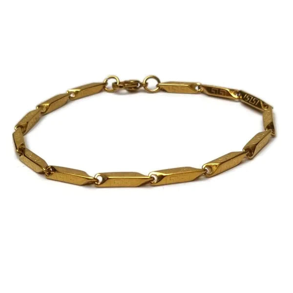 Schakel Armband Staafjes Grieks Motief 21cm 3mm alles Aramat Jewels armbanden chirurgisch staal dames Geen hanger Geen_steen goudkleurig griekse heren nakijken PVD Schakelarmband staafjes Staal tekst Volwassenen Zonder_steen