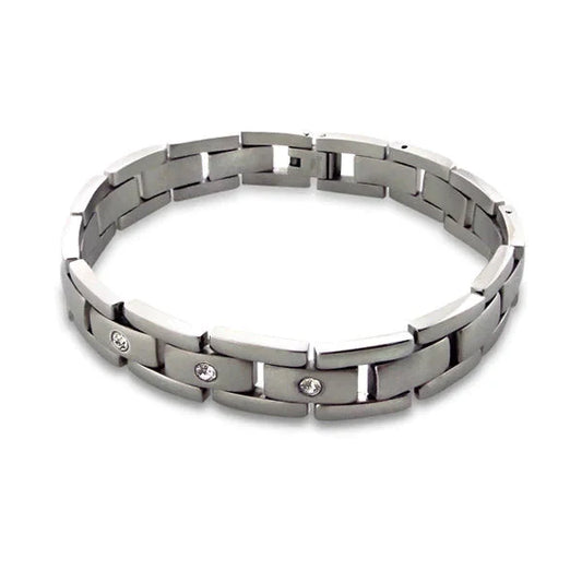 Schakel Armband Transparant-zirkonia Steentjes 12cm 22cm alles Aramat Jewels armbanden chirurgisch staal dames Geen hanger Geen_steen goudkleurig heren nakijken PVD Schakelarmband staafjes Staal tekst transparant Volwassenen zilverkleurig zirkonia Zonder_steen