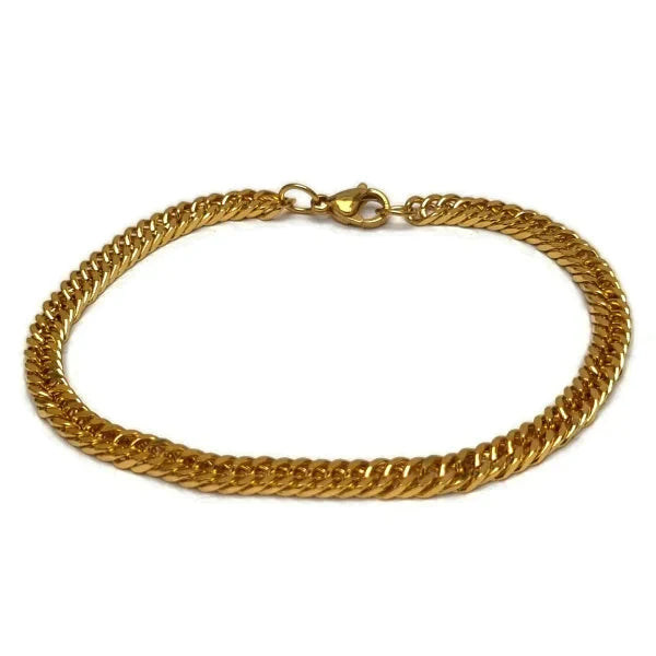 Stalen Armband Gourmet Goudkleurig 5mm 20cm 20cm 5mm alles Aramat Jewels armbanden chirurgisch staal dames Geen hanger Geen_Parel Geen_steen goudkleurig gourmet heren nakijken PVD Schakelarmband Staal tekst uniseks Volwassenen Zonder_hanger Zonder_steen