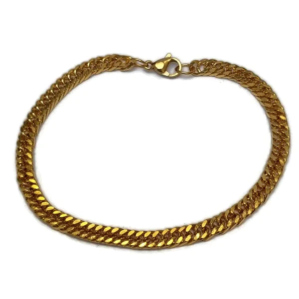 Stalen Armband Gourmet Goudkleurig 5mm 20cm 20cm 5mm alles Aramat Jewels armbanden chirurgisch staal dames Geen hanger Geen_Parel Geen_steen goudkleurig gourmet heren nakijken PVD Schakelarmband Staal tekst uniseks Volwassenen Zonder_hanger Zonder_steen