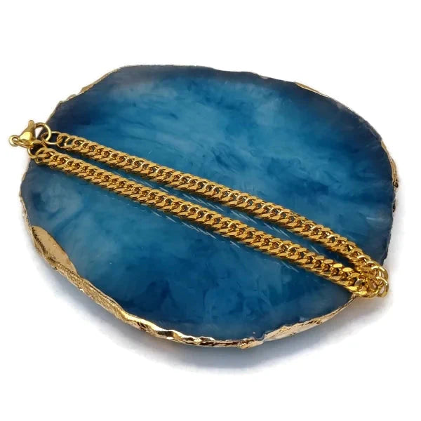 Stalen Armband Gourmet Goudkleurig 5mm 20cm 20cm 5mm alles Aramat Jewels armbanden chirurgisch staal dames Geen hanger Geen_Parel Geen_steen goudkleurig gourmet heren nakijken PVD Schakelarmband Staal tekst uniseks Volwassenen Zonder_hanger Zonder_steen