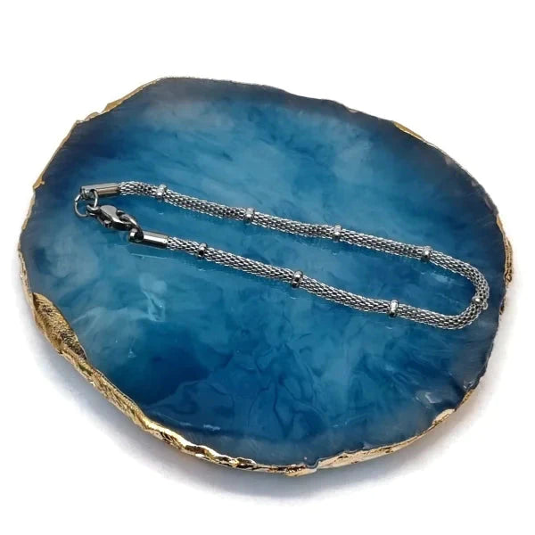 Stalen Armband Mesh 2,5mm 17cm 17cm 2.5mm alles Aramat Jewels armbanden bolletjes chirurgisch staal dames Geen hanger Geen_Parel Geen_steen heren kraal mesh nakijken PVD Schakelarmband Staal tekst Volwassenen zilverkleurig Zonder_hanger Zonder_steen