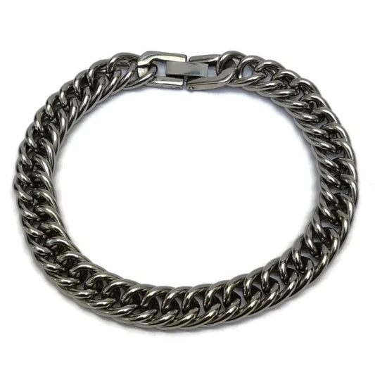 Stalen Brede Armband 9mm 21cm 21cm 8720157007197 9mm alles Aramat Jewels armbanden chirurgisch staal dames Geen hanger Geen_Parel Geen_steen gourmet heren nakijken PVD Schakelarmband Staal tekst uniseks Volwassenen zilverkleurig