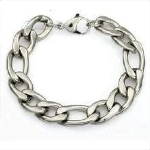 Stalen Figaro Armband 12mm 20cm 12mm 20cm 8720157058281 alles Aramat Jewels armbanden chirurgisch staal figaro Geen hanger Geen_Parel Geen_steen heren PVD Schakelarmband Staal Volwassenen zilverkleurig Zonder_hanger Zonder_steen