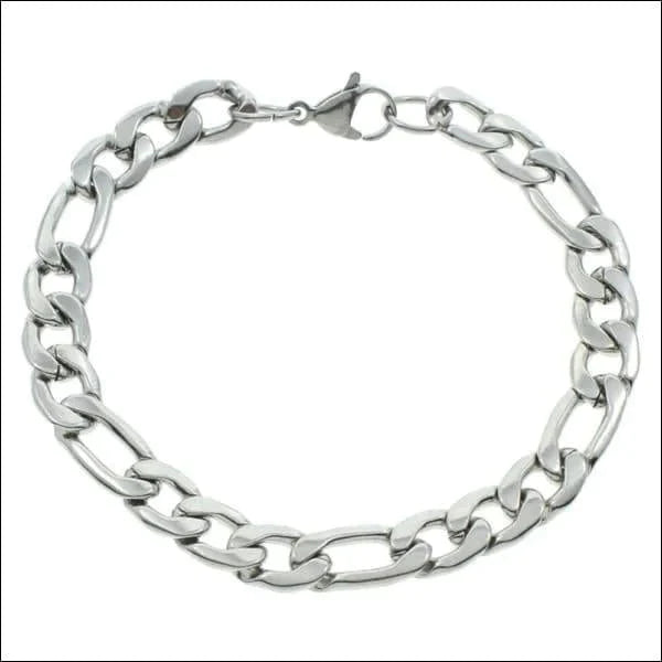 Stalen Figaro Armband 7.5mm 20cm 20cm 7.5mm 8720157054429 alles Aramat Jewels armbanden chirurgisch staal dames figaro Geen hanger Geen_Parel Geen_steen heren PVD Schakelarmband Staal uniseks Volwassenen zilverkleurig