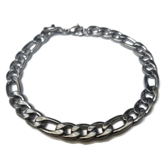 Stalen Figaro Armband 8mm 22cm bewerkt 22cm 8mm alles Aramat Jewels armbanden bewerkt chirurgisch staal dames figaro Geen hanger Geen_Parel Geen_steen heren PVD Schakelarmband Staal uniseks Volwassenen zilverkleurig Zonder_hanger Zonder_steen