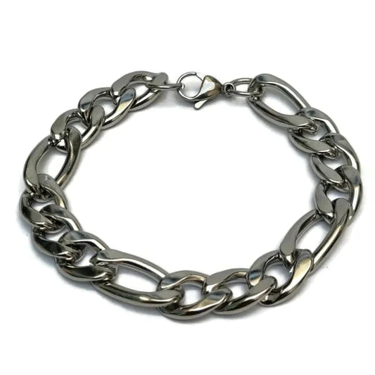 Stalen Figaro Armband Staal 11mm 21cm 11mm 21cm alles Aramat Jewels armbanden chirurgisch staal dames figaro Geen_Parel Geen_steen heren PVD Schakelarmband Staal uniseks Volwassenen zilverkleurig