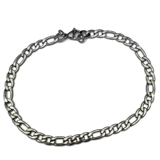 Stalen Figaro Schakel Armband 5mm 23cm 23cm 5mm alles Aramat Jewels armbanden chirurgisch staal dames figaro Geen hanger Geen_Parel Geen_steen heren PVD Schakelarmband Staal uniseks Volwassenen zilverkleurig