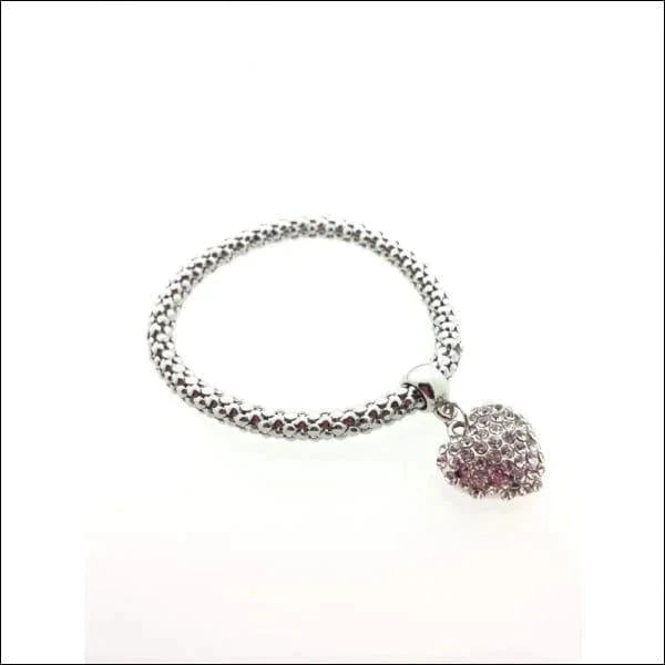 Stalen Popcorn Armband Hart Kristal 19cm 6mm 8720157097846 alles Aramat Jewels armbanden chirurgisch staal dames Geen_Parel Geen_steen hart kristal mesh Met_steen nakijken popcorn PVD rekbaar Schakelarmband Staal tekst transparant Volwassenen zilverkleurig