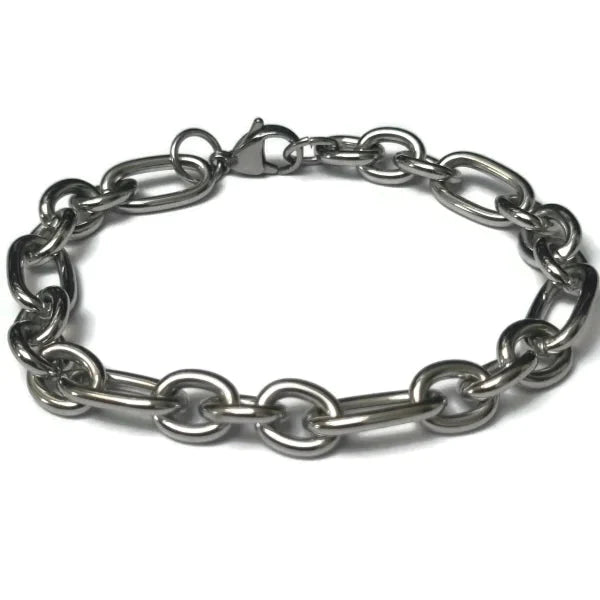 Stalen Schakelarmband Fantasie 22cm 10mm 10mm 22cm alles Aramat Jewels armband armbanden chirurgisch staal dames fantasie Geen_steen heren nakijken polsmaat PVD Schakelarmband Staal stalen tekst uniseks Volwassenen zilverkleurig Zonder_hanger Zonder_steen