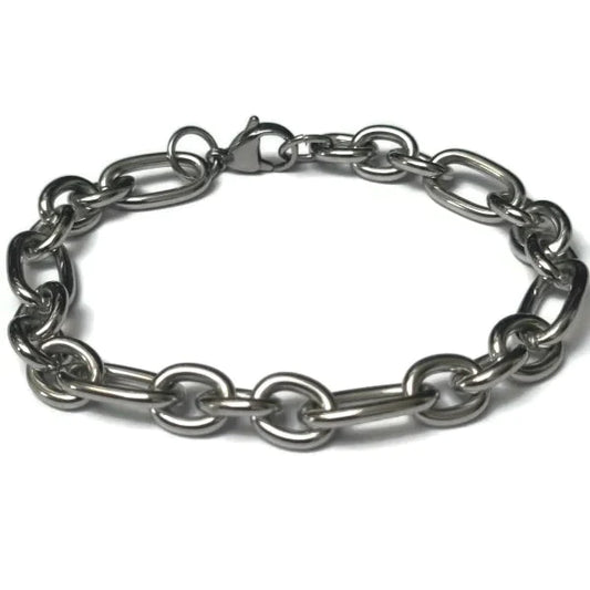 Stalen Schakelarmband Fantasie 22cm 10mm 10mm 22cm alles Aramat Jewels armband armbanden chirurgisch staal dames fantasie Geen_steen heren nakijken polsmaat PVD Schakelarmband Staal stalen tekst uniseks Volwassenen zilverkleurig Zonder_hanger Zonder_steen