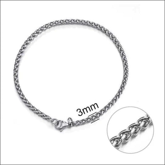 Vossenstaart Armband Staal 21cm 3mm Zilverkleurig 21cm 3mm 8720157061113 alles Aramat Jewels armbanden chirurgisch staal dames Geen edelsteen Geen_steen gepolijst heren PVD Schakelarmband Staal uniseks Volwassenen vossenstaart zilverkleurig Zonder_hanger Zonder_steen