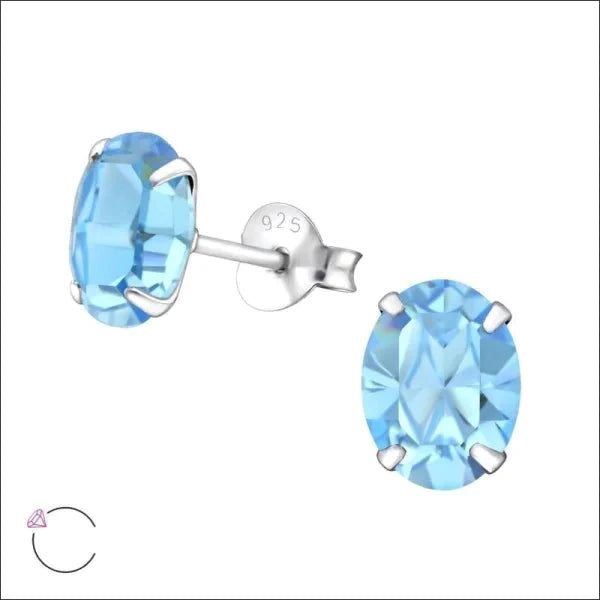 Zilveren Kristallen Oorbellen Ovaal 8x6mm Aqua Blauw 4mm 6mm 8mm alles aqua blauw dames Donker_roze elf925 Geen hanger Geen oormodel groen kinderen kristal Licht_blauw Meerdere kleuren Meerdere Maten Met_steen Nieuw oorbellen ovaal roze silver zilver