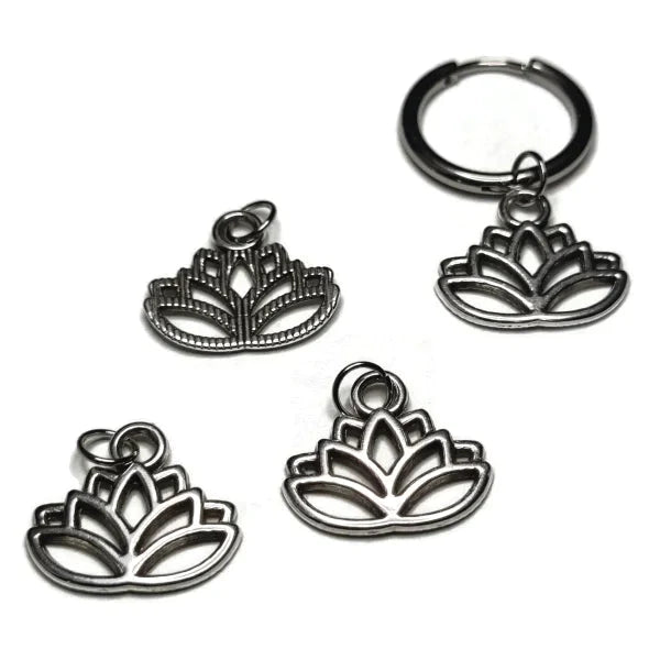 Handgemaakte Oor Bedels Zilver - Meerdere Vormen Lotus Bloem-17x15mm 10mm bliksem bloem dier druppel geen_bewerking Geen_Parel keltisch kralen.nl lotusbloem Meerdere Varianten Oorbedels Staal ster zilverkleurig