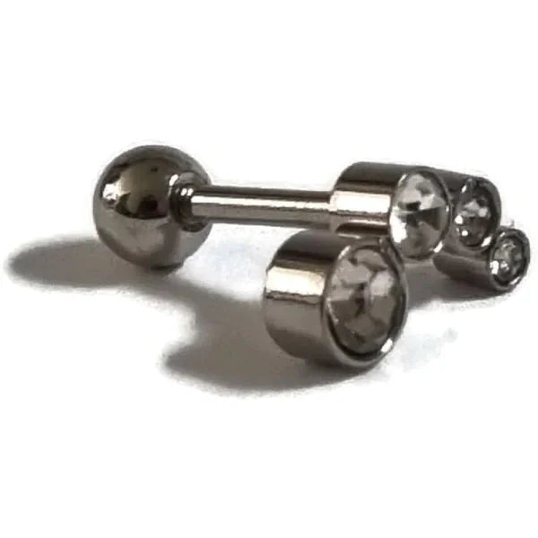 Helixpiercing Tragus Piercing Met 4 Steentjes Transparant 1.2mm 10mm 6mm alles Barbell chirurgisch staal dames Helix helixpiercings heren jin links Oor piercing Piercings PVD Staal traguspiercings transparant Volwassenen zilverkleurig zirkonia