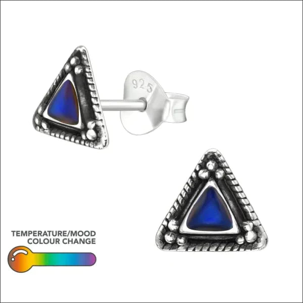 Zilveren Mood Oorbellen Geoxideerd Driehoek-7mm 5mm 6mm 7mm 8720157043706 alles Aramat Jewels bali dames driehoek elf925 Geen hanger Geen oormodel Geen_Parel geometrisch geoxideerd hart keltisch kinderen Meerdere Varianten Met_steen mood multikleurig oor235-40970 oorbellen ovaal plastick silver zilver Zonder_hanger