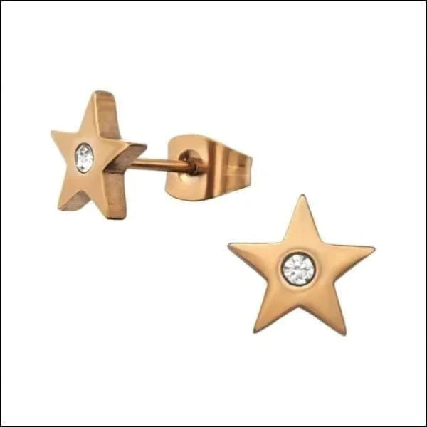 Zweerknopjes Ster Oorbellen Met Zirkonia Steentje Rosékleurig 8mm alles chirurgisch staal dames elf925 Geen oormodel Geen steen gepolijst goudkleurig heren Meerdere kleuren Nieuw oorbellen PVD rosékleurig Staal ster transparant unisex Volwassenen zilverkleurig zirkonia Zonder_hanger zwart zweerknopjes