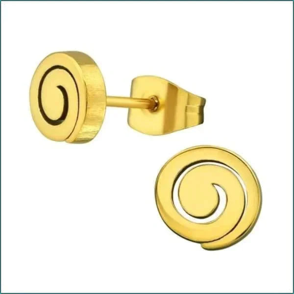 Stalen Oorbellen Spiraal Rond-Goudkleurig-7mm 10mm 7mm 8mm alles chirurgisch staal dames Geen hanger Geen oormodel Geen_Parel goudkleurig heren Meerdere kleuren Meerdere Varianten oorbellen PVD Soort sieraad_Oorbellen Staal Volwassenen zilverkleurig zweerknopjes