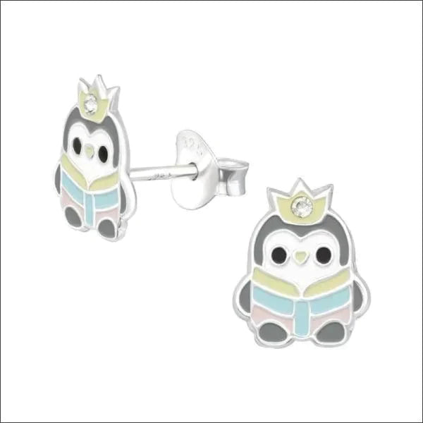 Zilveren Oorbellen Pinguïn 925 Zilver Emaille Kristal-9x7mm 8720157032755 9mm alles Aramat Jewels dames dier elf925 emaille Geen hanger Geen oormodel kinderen kristal Met_steen multikleurig oorbellen plastick silver Soort sieraad_Oorbellen zilver zonder hanger Zonder_hanger