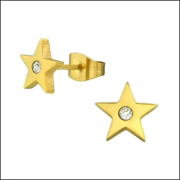 Zweerknopjes Ster Oorbellen Met Zirkonia Steentje Goudkleurig 8mm alles chirurgisch staal dames elf925 Geen oormodel Geen steen gepolijst goudkleurig heren Meerdere kleuren Nieuw oorbellen PVD rosékleurig Staal ster transparant unisex Volwassenen zilverkleurig zirkonia Zonder_hanger zwart zweerknopjes